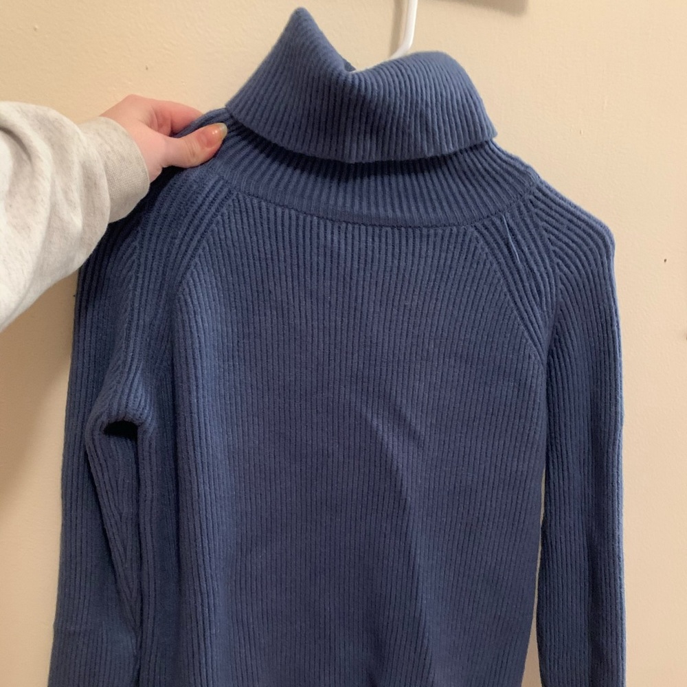 Blue turtleneck sweater